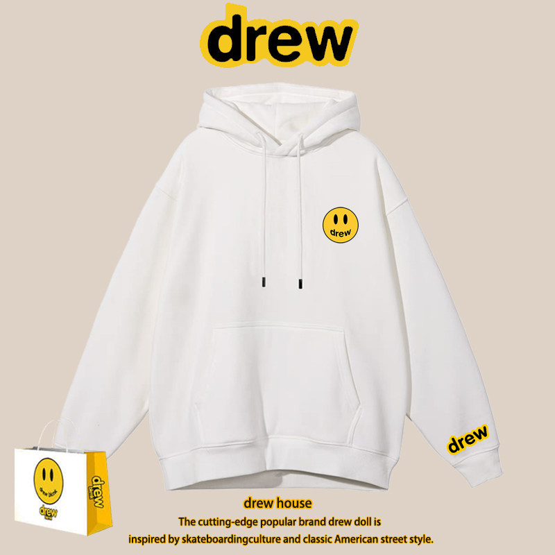 drew笑脸潮牌贾斯丁比伯连帽卫衣纯棉宽松男女情侣加绒套头外套潮