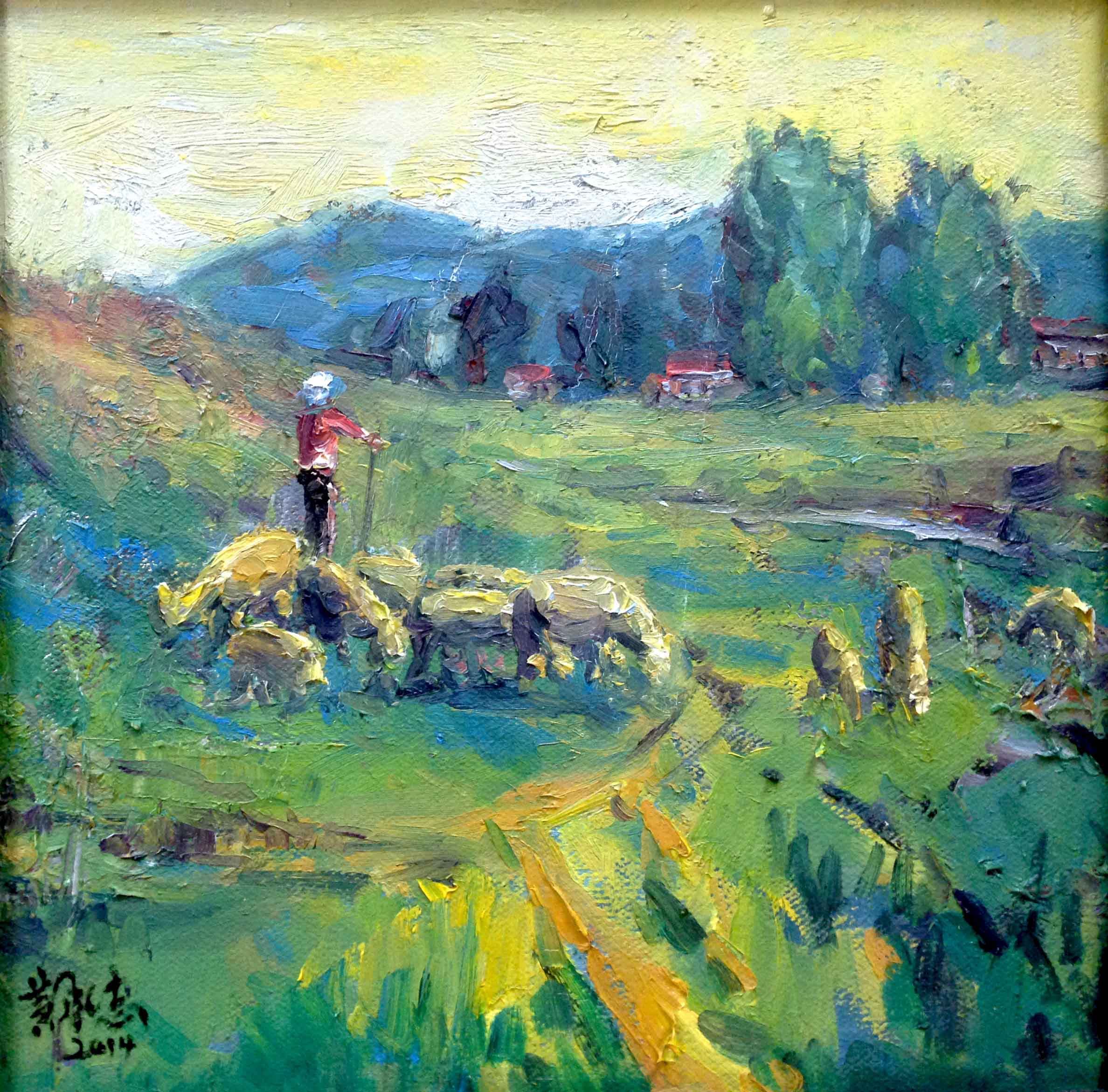 实力派画家 黄承志 《牧羊女》