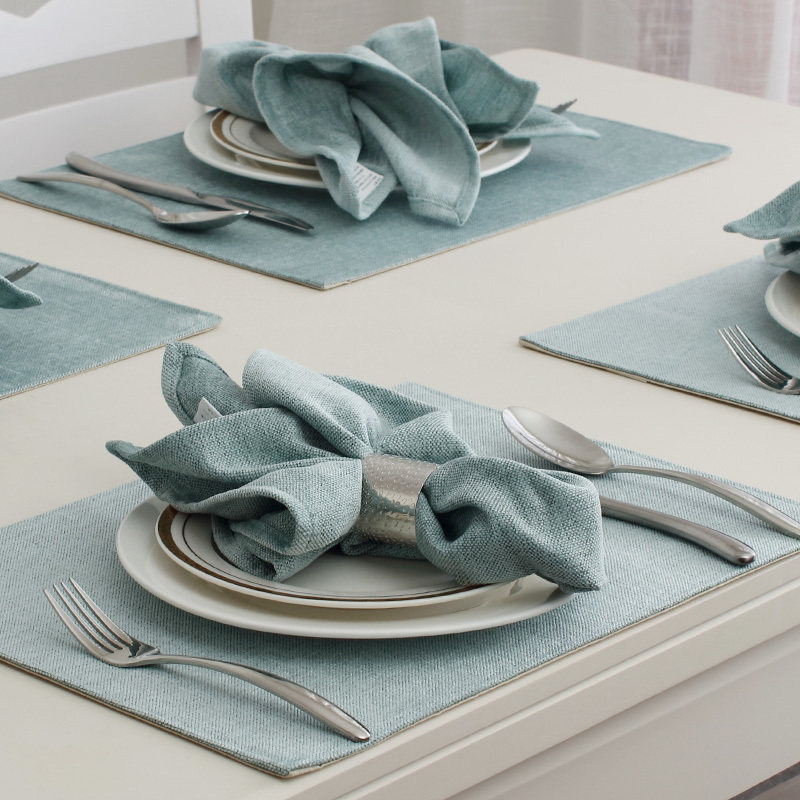 欧式餐巾布口布冰蓝色涤棉餐厅餐布口水布样板房餐桌