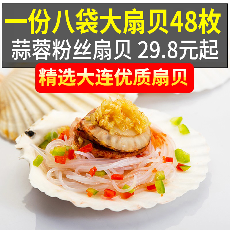 扇贝鲜活新鲜带壳海鲜水产鲜活扇贝海鲜贝壳类小红扇贝粉丝烧烤