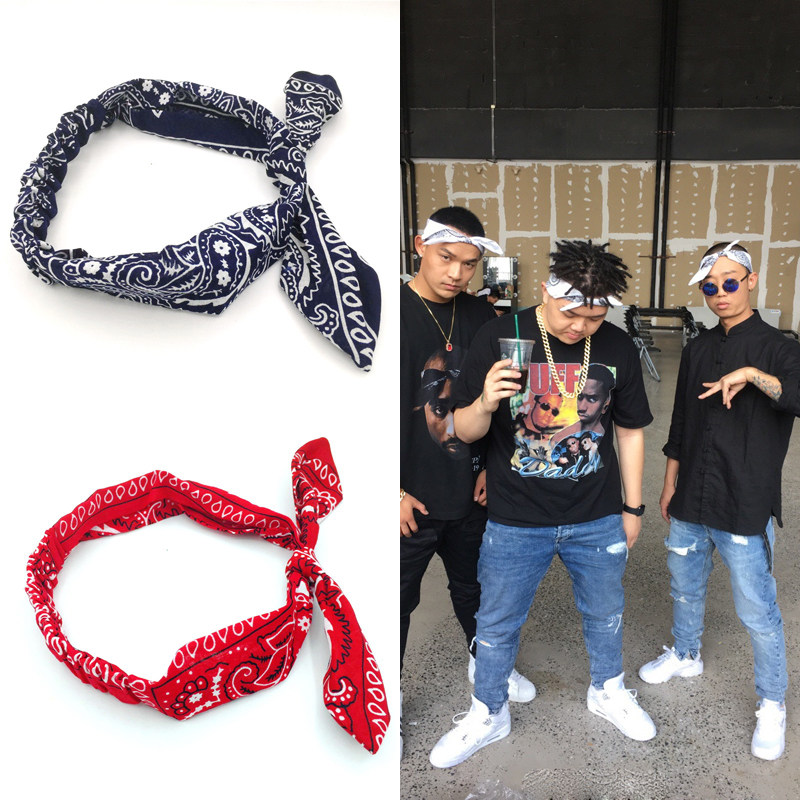 韩国腰果花方巾发带发箍女 个性街舞嘻哈匪帮头巾头带男gai爷同款