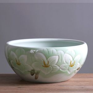 水培花盆陶瓷大号景德镇睡莲图片