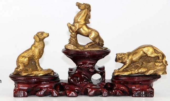 生肖属虎马狗吉祥物纯铜寅午戌三合贵人三合火局摆件五行补火