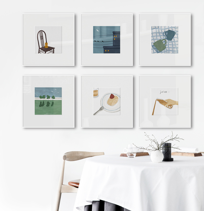 布纸有爱北欧现代简约餐厅装饰画客厅背景墙面创意组合画方形挂画