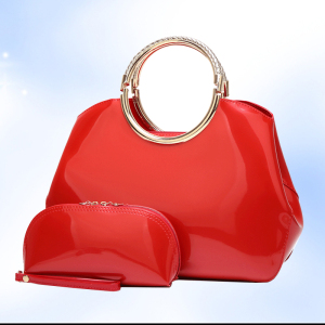 大红色铂金包漆皮晚宴会女包包手提包单肩斜挎包结婚新娘包子母包