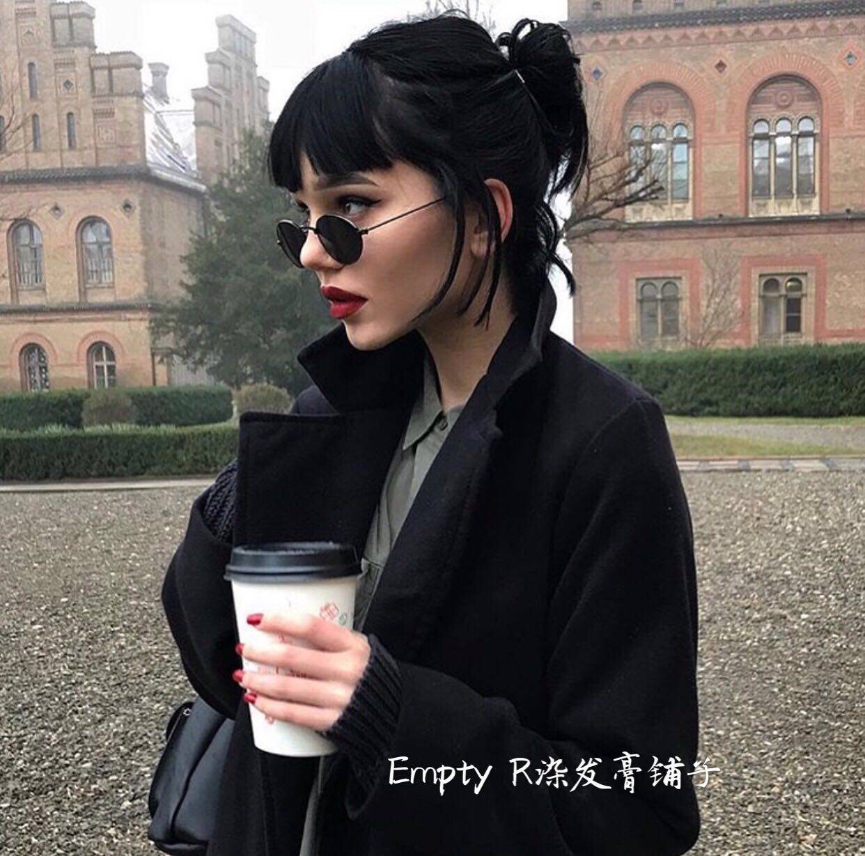 empty* 自然黑纯黑色染发膏复古黑假黑染发剂遮白发 包邮特黑乌黑