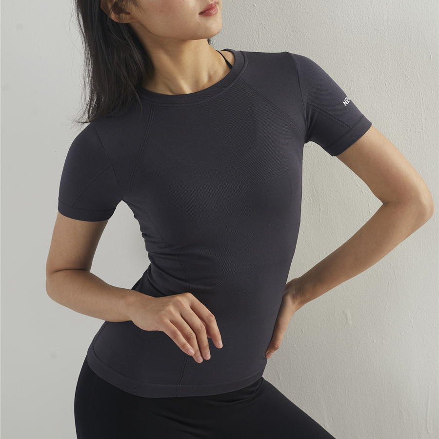 2021春夏新款NEVERSTOP/无缝印花短袖T恤/瑜伽健身运动衣速干短袖