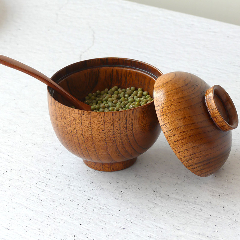 一折小木碗带盖