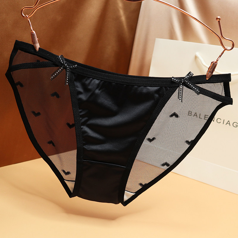女式内裤透明性感无痕蕾丝短裤惑冰丝缎面舒适抗菌棉裆火辣裤衩薄