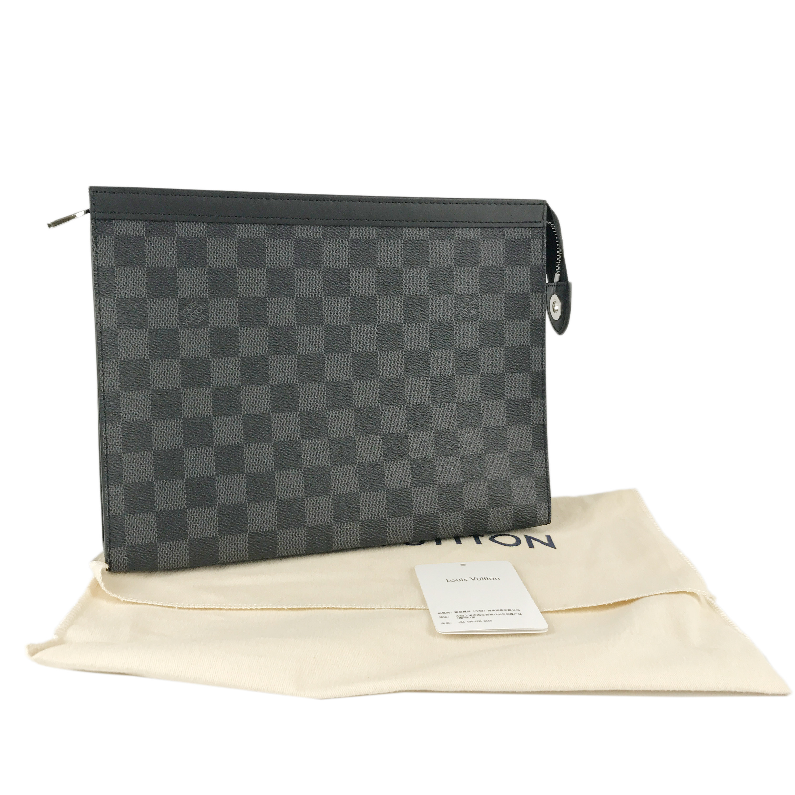 [9.9新]路易威登lv男士手拿包pu黑色棋盘格1127