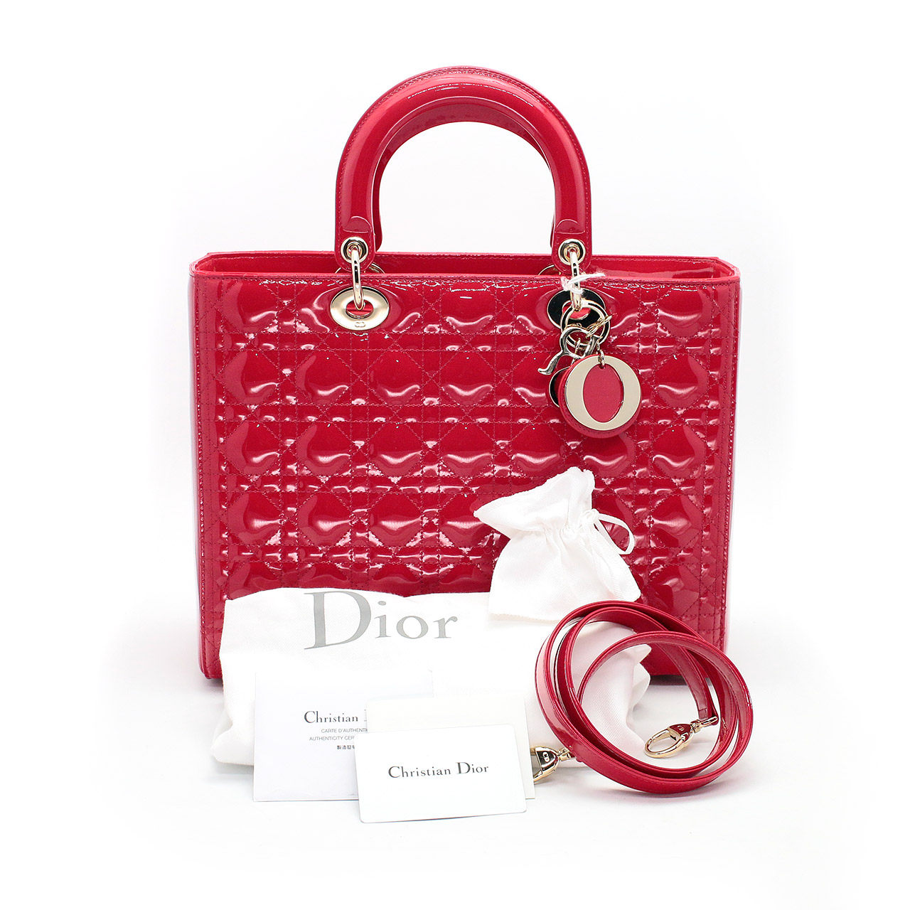[9.9新]迪奥 七格戴妃包 女士 漆皮 红色