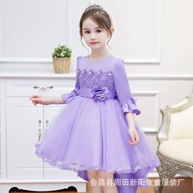 女童公主裙秋冬新款小主持人儿童礼服加绒拖尾婚纱长袖花童连衣裙|msdalam kategori Kanak-kanak/Bayi/Keluarga dipasang, lain - dari Buy2taobao.com untuk memberikan perkhidmatan ejen Taobao profesional membeli