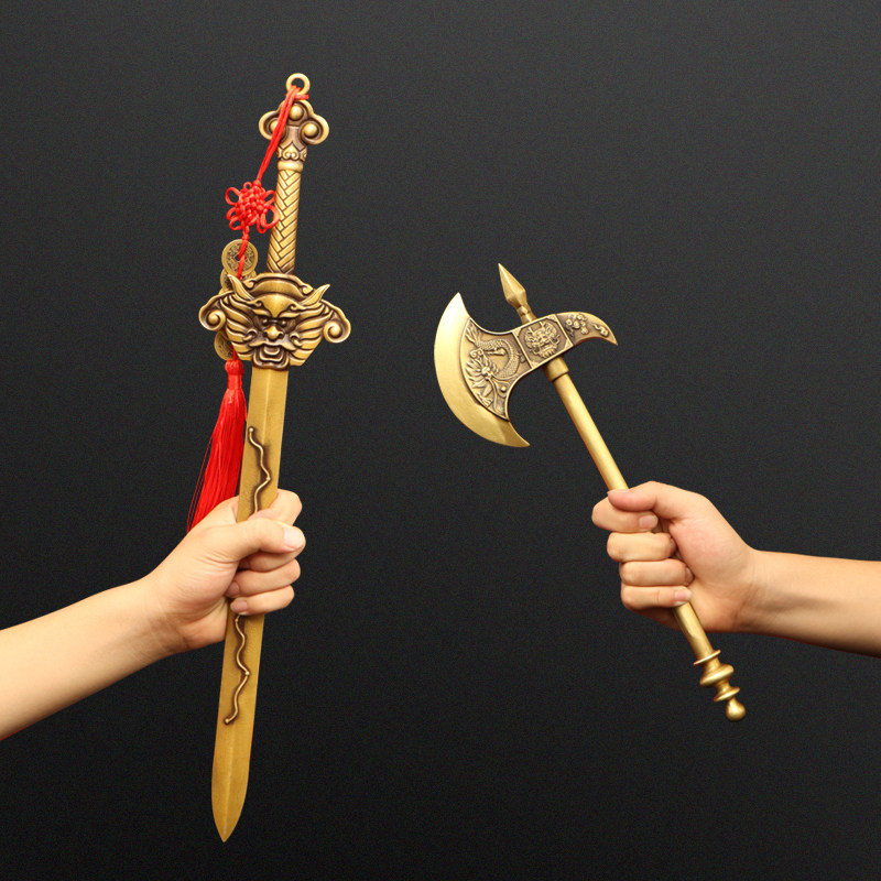 纯铜七星剑道家道士法器剑宝剑镇宅斧龙头铜斧子乔迁墙壁挂件装饰