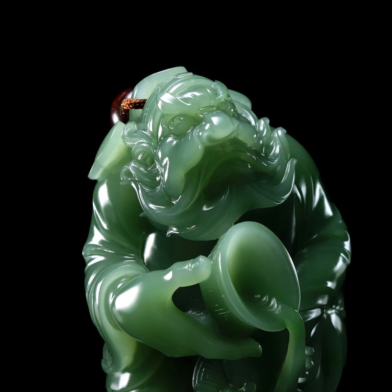 中国玉石雕刻大师张红哲 和田玉碧玉钟馗276g