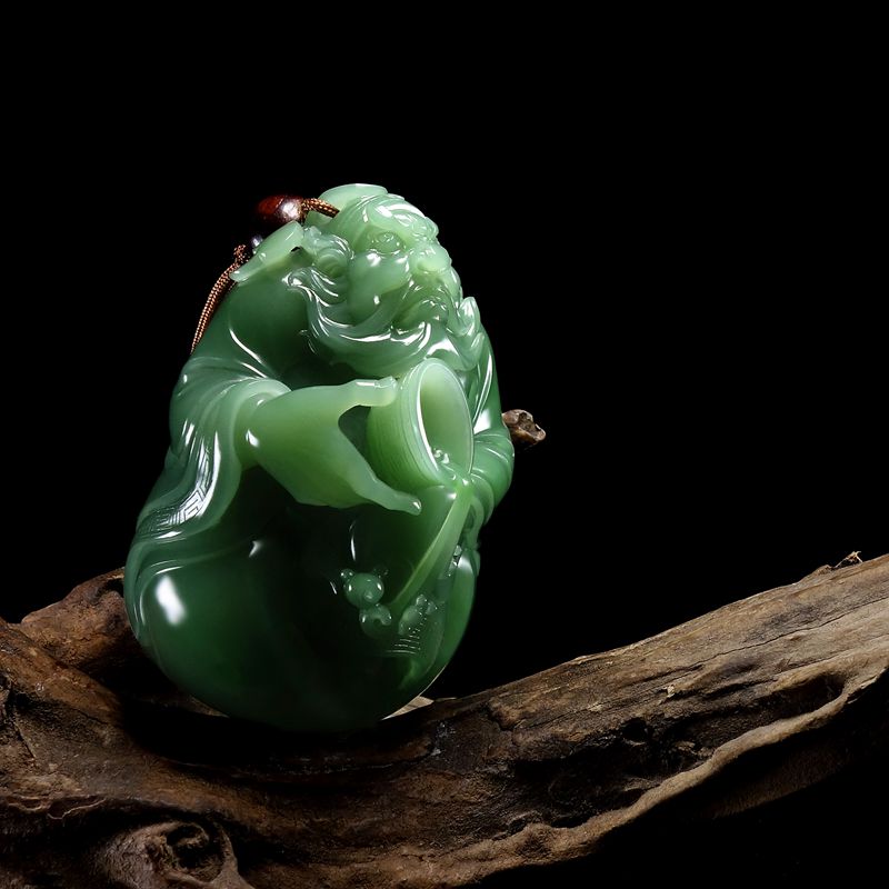 中国玉石雕刻大师张红哲 和田玉碧玉钟馗276g