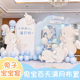 兔宝宝一周岁生日百天宴布置男女孩仪式感气球场景装饰背景墙kt板