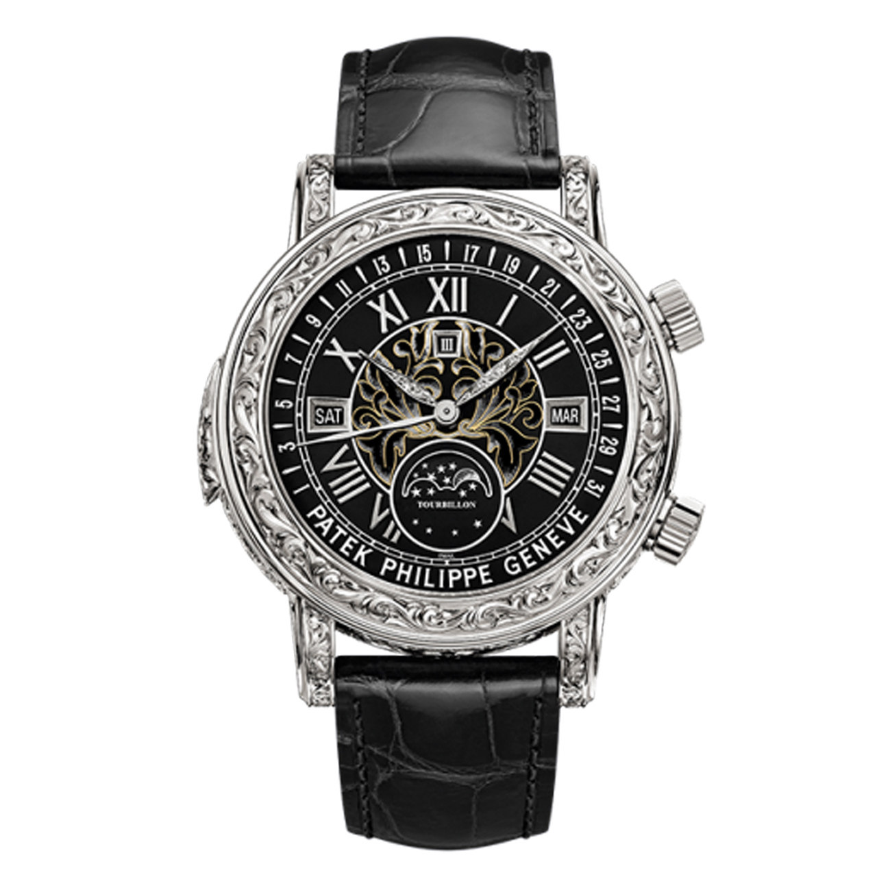 [9.9新]百达翡丽/patek philippe手动机械男表6002白金三问万年历