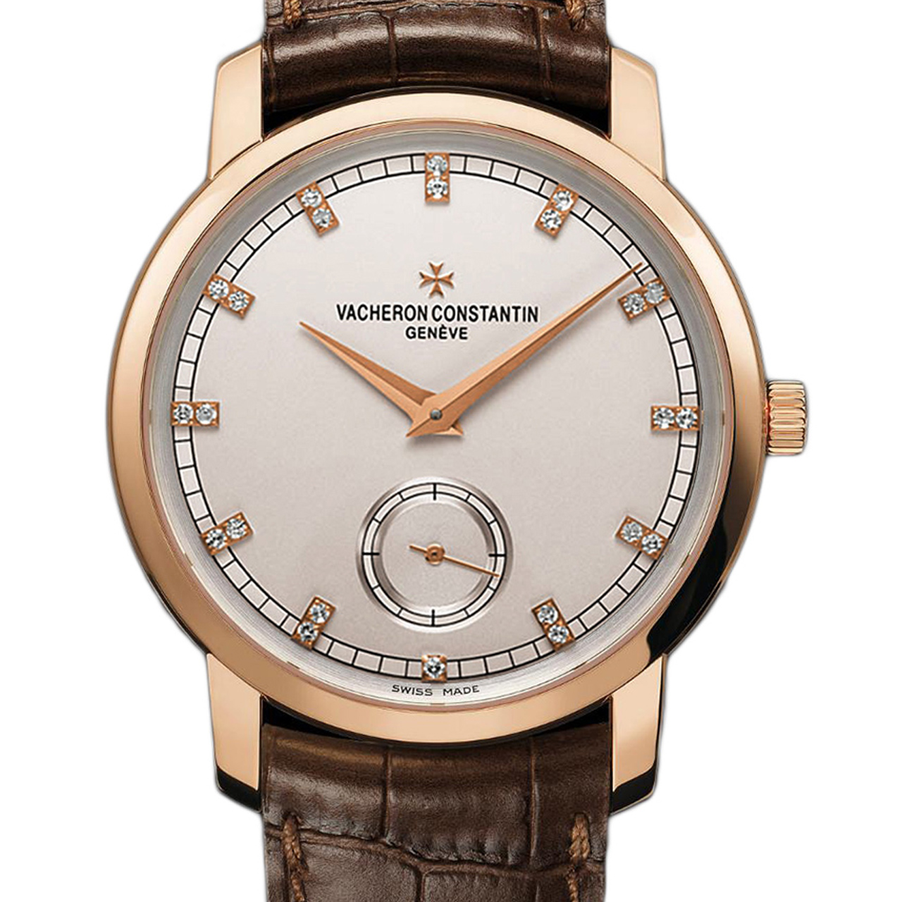 [9.8新]江诗丹顿手动机械男表玫瑰金镶钻