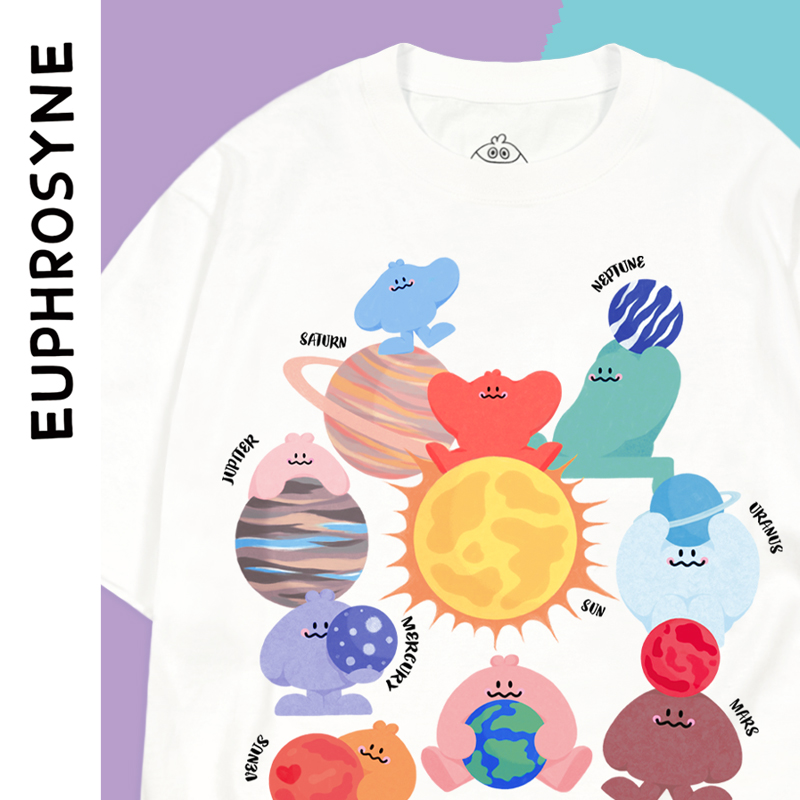 EUPHROSYNE原创设计咔咔星球集合 涂鸦圆领宽松版纯棉230g短袖T恤