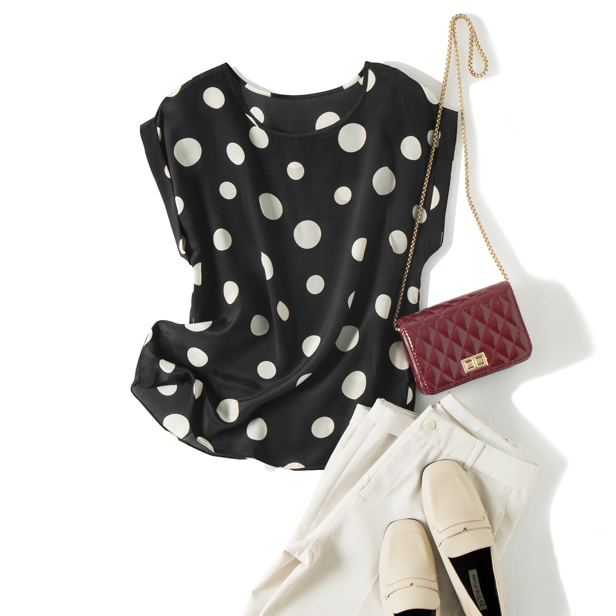 黑白波点上衣女夏