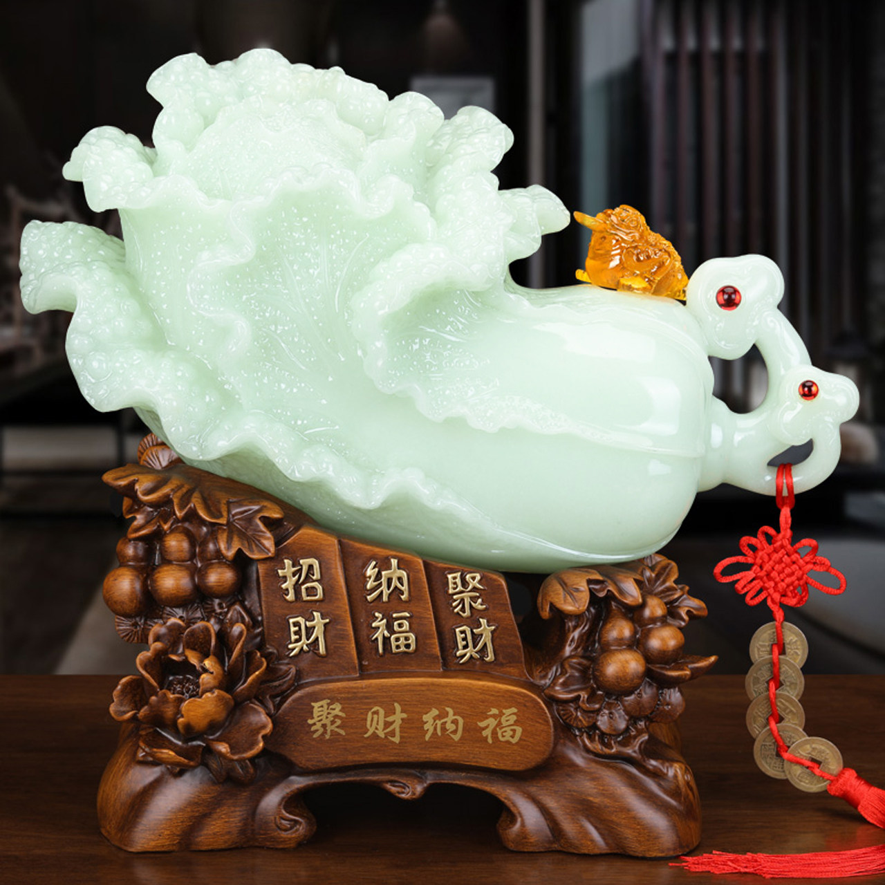 玉石白菜摆件客厅玄关酒柜装饰百财聚福招财葫芦乔迁礼品福到财到