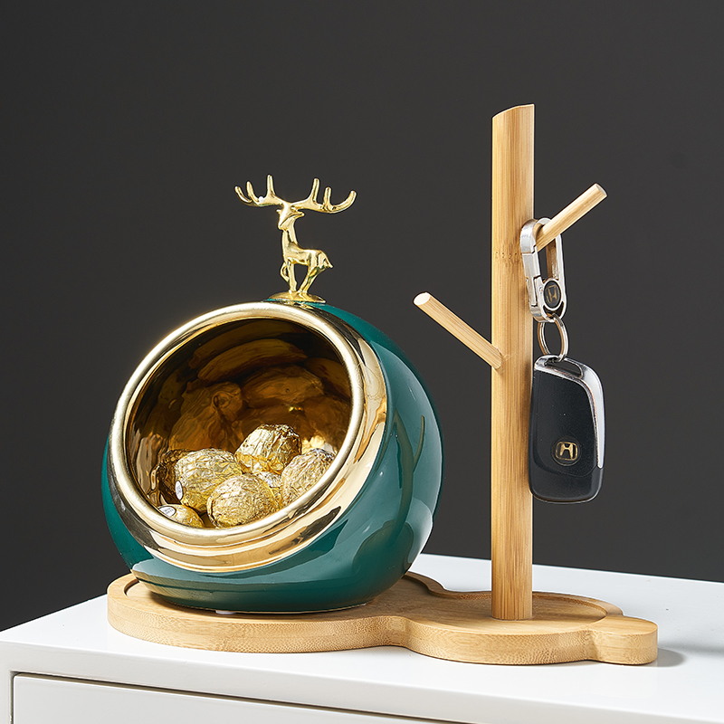 入门玄关钥匙树枝收纳摆件创意轻奢高档客厅茶几桌面家居装饰品