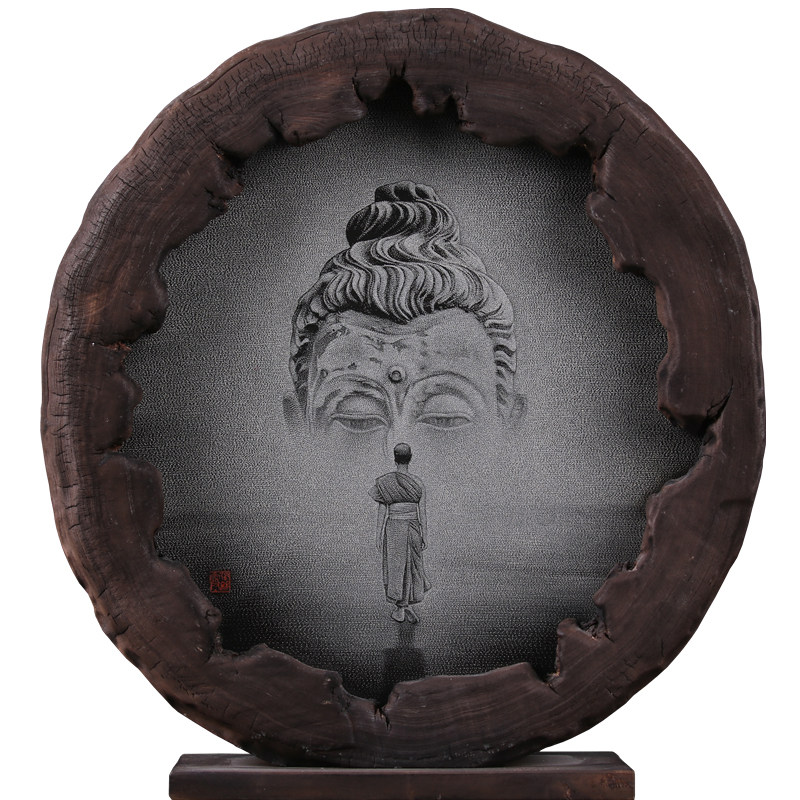 银奖影雕 《明心见性》 黑金石 中国高级工艺美术师 张秋霞作品