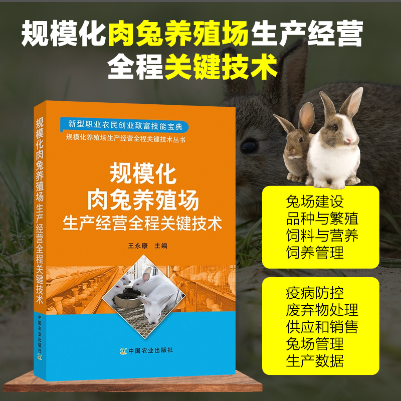 规模化肉兔养殖场生产经营全程关键技术 养兔技术大全养殖兔子常见病诊治科学养兔指南零基础学长毛兔家兔养殖技术书大全养兔书籍