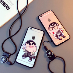 小新卡通原创iphone6sPlus苹果5s手机壳日韩挂绳全包硅胶情侣软壳