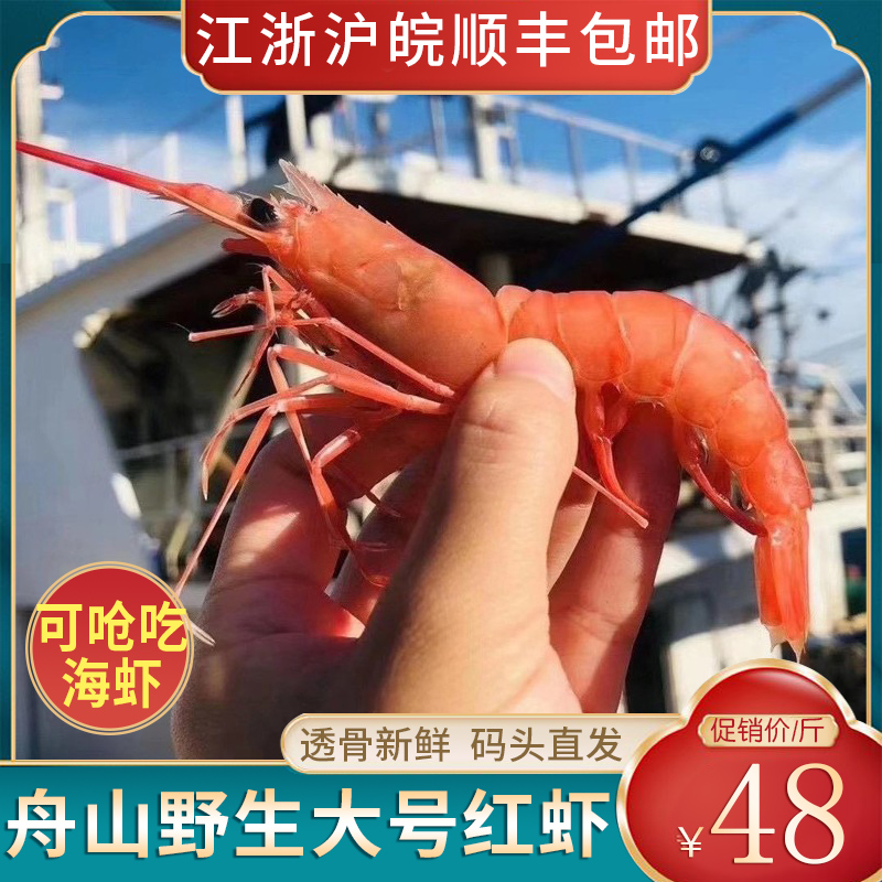 舟山红虾鲜活冷冻野生东海深海大头海虾海捕 每斤35头左右