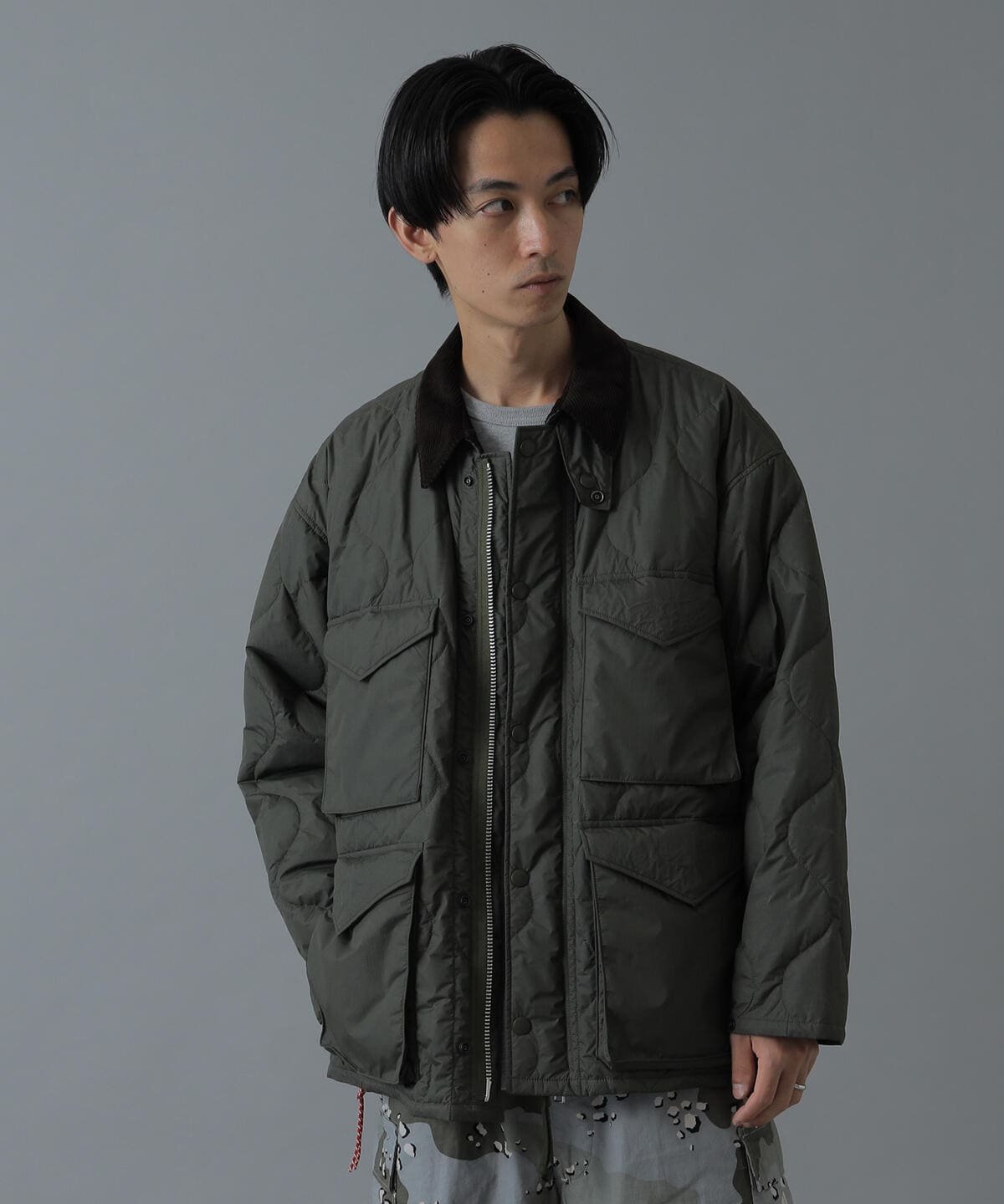 beams japan m65 quilting jacket 22aw日产红绳四袋宽松棉服夹克