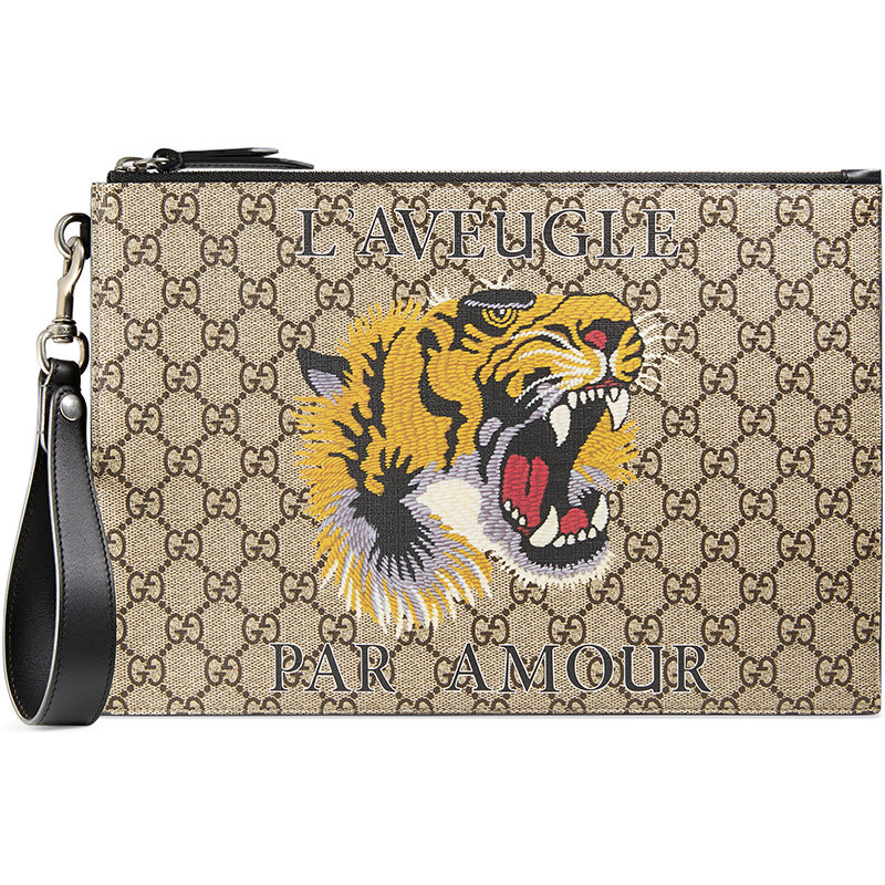 gucci/古驰手拿包 男士休闲老虎头印花男包473904 9cc1n 8666hk