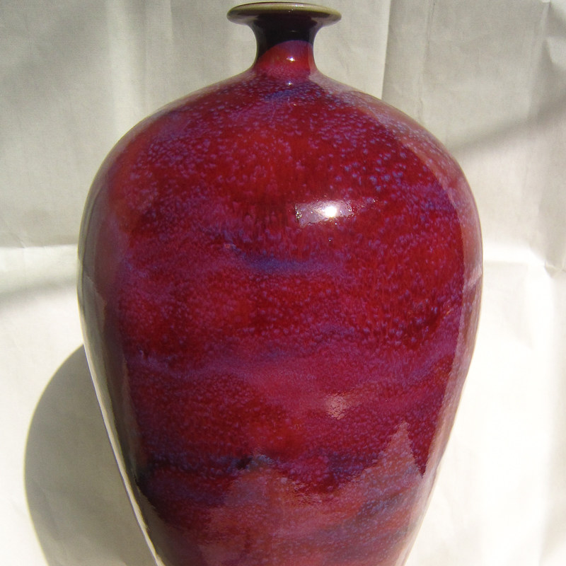 文国政钧瓷-梅瓶云山诗意