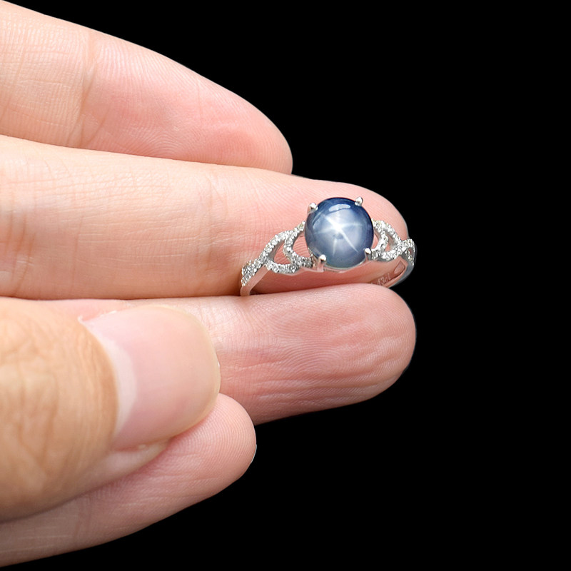 2.43ct星光蓝宝石戒指 裸石成品双证书国检