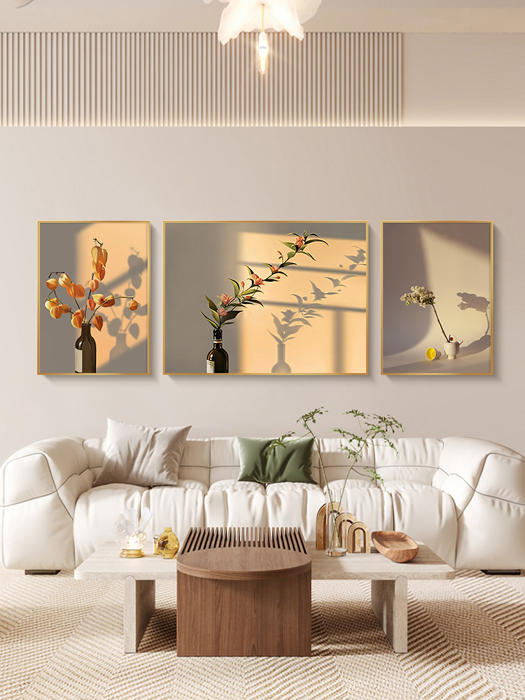 客厅北欧装饰画轻奢大气三联沙发背景墙挂画现代简约高级抽象壁画