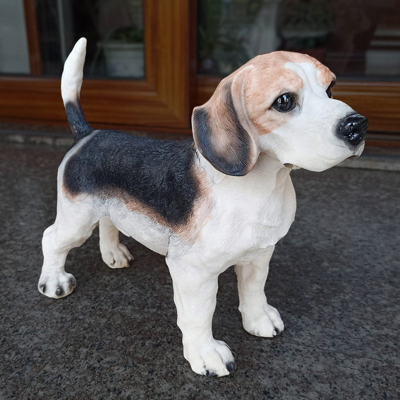 新品比格犬模型斑点狗宠物店饰品黑狗仿真狗家居树脂假狗桌面摆件