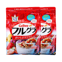 2袋装日本Calbee/卡乐比营养早餐水果颗粒果仁谷物冲饮麦片800g