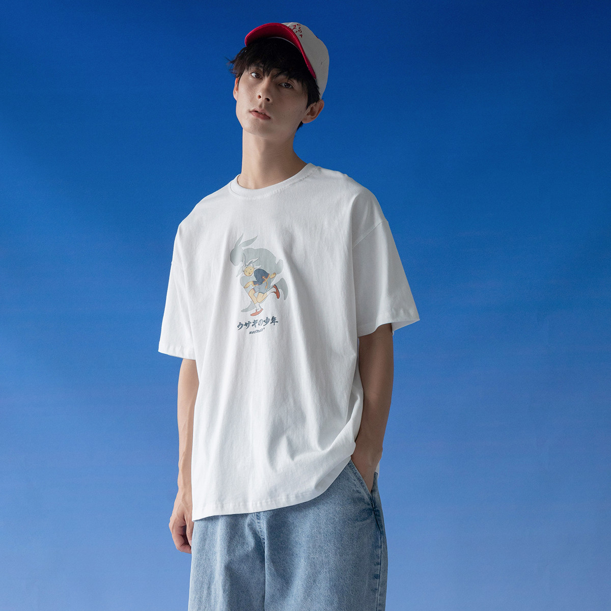 蒙马特先生 兔之少年日系复古漫画t恤衫男 夏季宽松百搭纯棉短袖