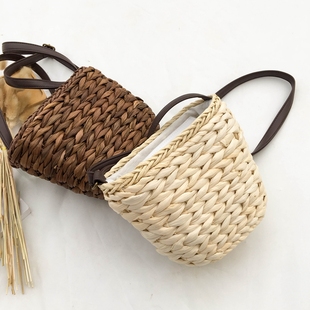 bv編織包是什麼材質 maomibag韓國草編小包包PU皮單肩斜挎包氣質復古小方包編織沙灘包 bv編織包包