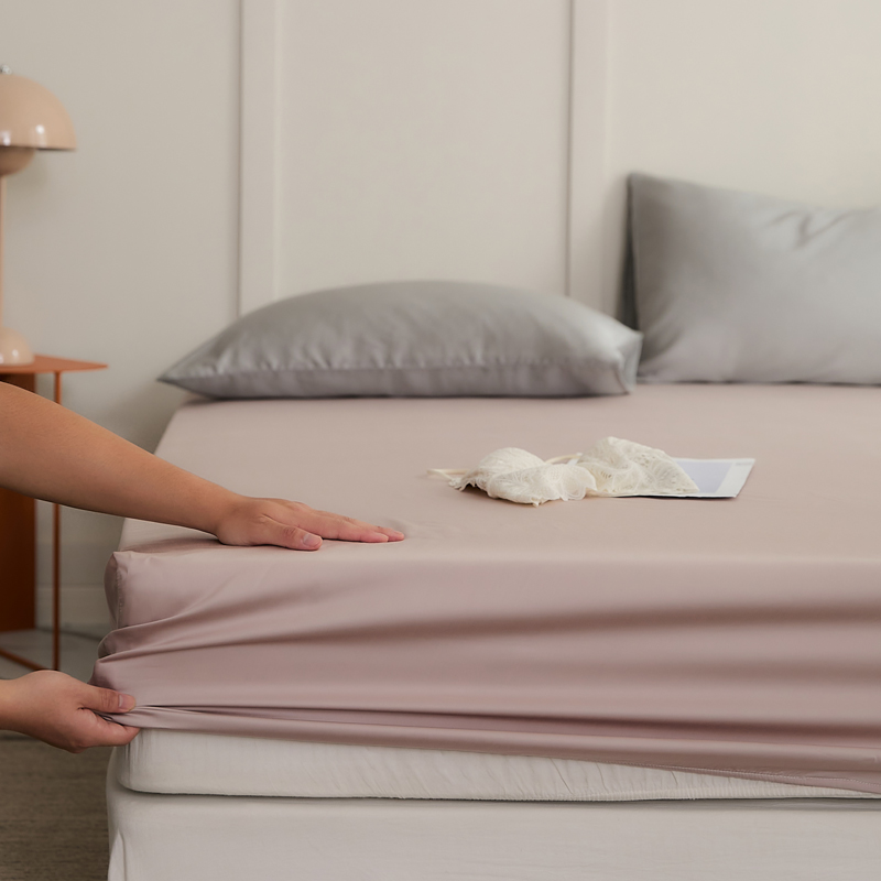 60支天丝床笠床单单件简约纯色凉感冰丝床罩裸睡床上床垫套罩夏季