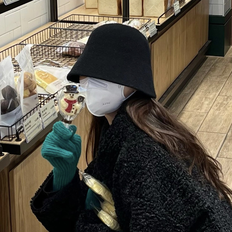 黑色渔夫帽秋冬女