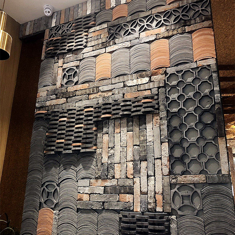 美式乡村青砖文化砖中式复古电视背景墙3d立体马赛克瓷砖艺术瓦墙