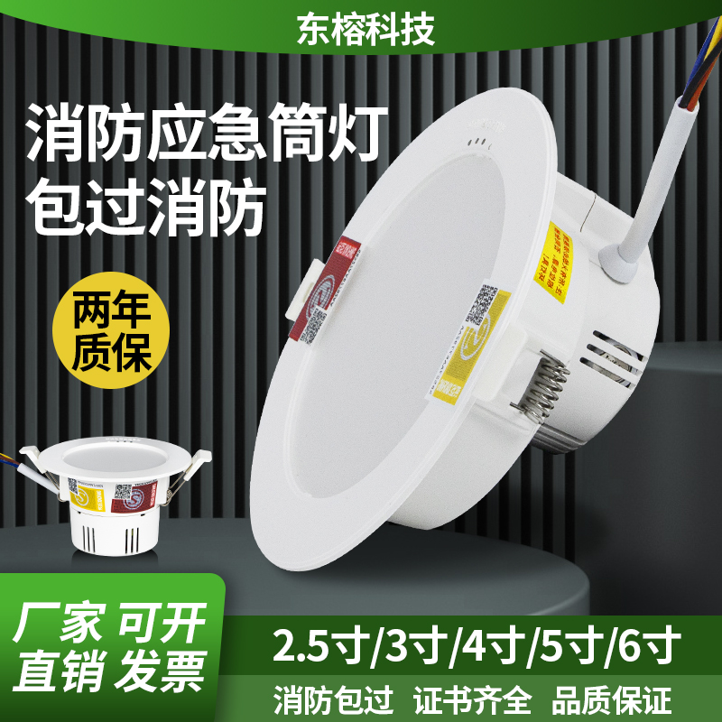 消防应急筒灯吸顶灯led一体化嵌入式射灯3456寸商场停电照明灯24V