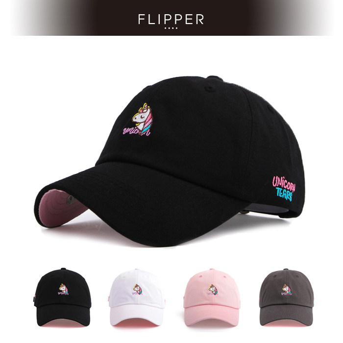韩国flipper棒球帽代购男女夏个性独角兽刺绣鸭舌帽遮阳防晒软顶_不