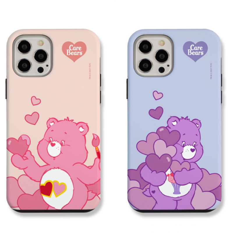 韩国carebears爱心小熊iphone13promax手机壳双层苹果12保护套粉