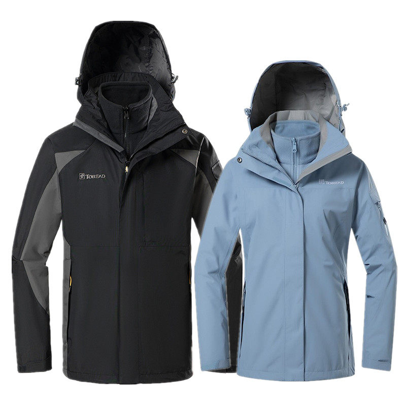 探路者冲锋衣男女21秋冬防风保暖三合一登山外套tawj9120192208