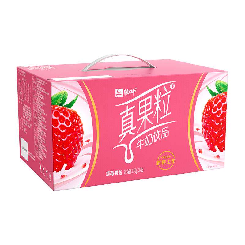 蒙牛真果粒牛奶饮品(草莓果粒)250g*12盒/箱-mc母婴网
