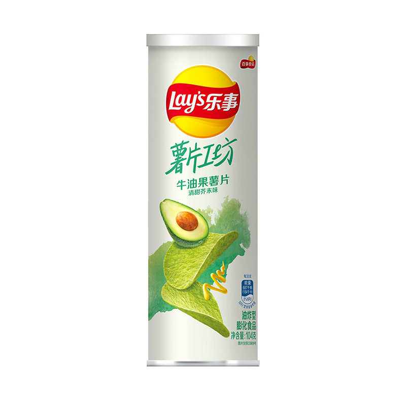 乐事 薯片工坊牛油果薯片 清甜芥末味104克/罐