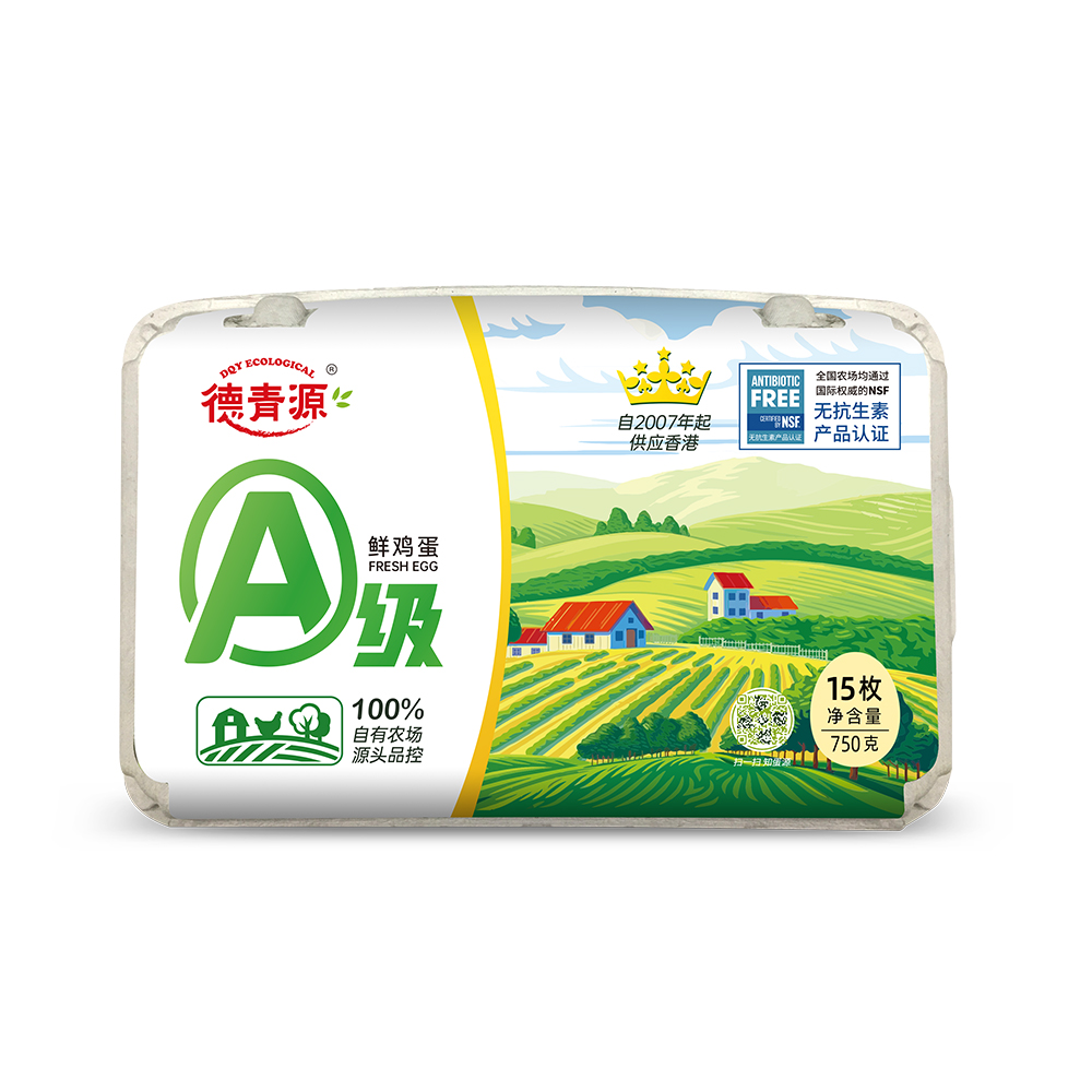 德青源a级鲜鸡蛋15枚 (750克)/盒