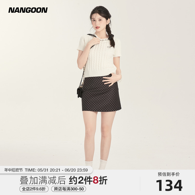 NANGOON 两色毛衣波点半裙套